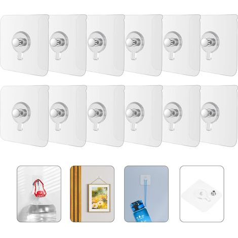 Flintronic Wandhalterungen ohne Bohren, 12-teiliges Set Bilderrahmenaufhänger, selbstklebende Bilderhaken, Wandhalterungen zum Aufhängen von Bilderrahmen und Wanddekorationen, keine Löcher, keine Besc (1/5)