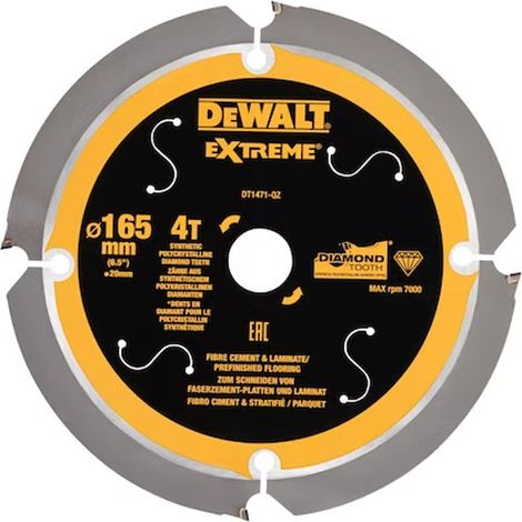 Hoja de sierra circular DEWALT DT1471-QZ con dentadura de diamante Ø165x20mm, 4 dientes (1/3)