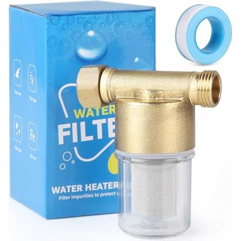Filtre d'entrée d'eau anticalcaire en laiton 1/2 pouce, maille de 40 μm, pour douches, robinets et machines à laver (1/4)