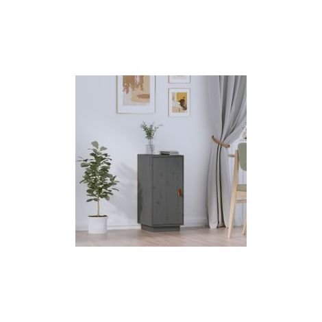 Buffet Gris 34x40x75 Bois massif de pin (1/5)