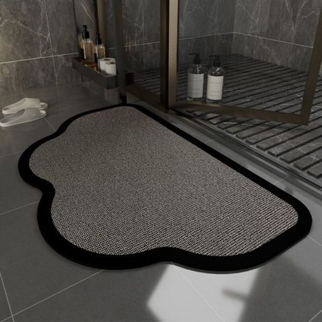Ede Boue de diatomées à motif sable fin gris nuageux 40 x 60 cm Les tapis de sol en terre de diatomées sont faciles à nettoyer et conviennent aux salles de bains, toilettes et sanitaires. Ils sont rés (1/5)