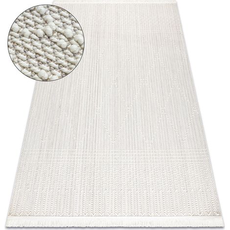 Tappeto NANO EM52A Diamanti, loop, tessuto piatto bianco beige 200x290 cm