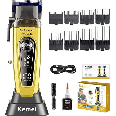 Tondeuse à cheveux professionnelle sans fil KM-90-4 avec lames réglables et chargement USB