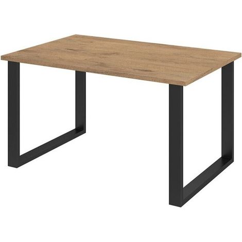 Mesa Tucson 137, Roble lancelote + Negro, 75x90x138cm, Aglomerado laminado, Metal (1/4)
