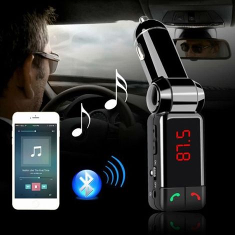 Kit de voiture Bluetooth Lecteur MP3 Kit transmetteur FM kit voiture avec SD lecteur USB de carte TF distance style voiture Transmet (1/4)