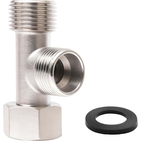 3-Wege-T-Stück, 3/8"-Kupfer-WC-Umstellventil mit 1/2"-Seitenverzahnung, 3-Wege-Rohrverbinder für WC-Spülkasten, Duscharmatur, Bad und Küche (1/5)