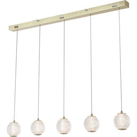 Searchlight Allure Suspension de plafond à 5 barres lumineuses en métal laiton satiné et acrylique transparent (1/3)