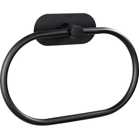 Anneaux Porte-Serviettes Autocollants Noir - Support Mural Acier Inoxydable - Accessoire Salle de Bain sans Perçage - Design Rond Moderne - Installation Facile (1/5)