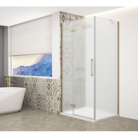 TRINITY GOLD MATT paravent rectangulaire 800x800mm, entrée d'angle, verre mat, gauche (1/4)