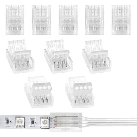 Packung mit 10 10mm 4-Pin LED-Verbindern für LED-Streifen für 10mm RGB LED-Streifen 5050 3528 (Verbinden von LED-Streifen und Kabeln) (1/2)