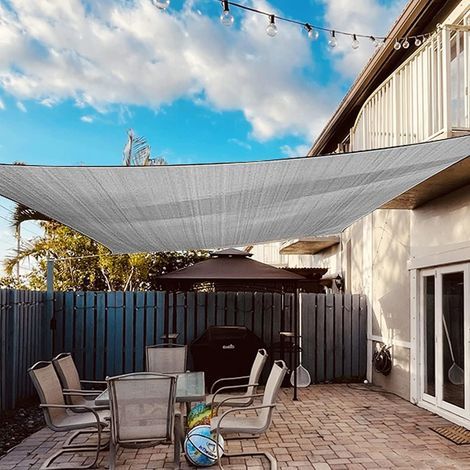 JSSEVN - Rectangular Shade Sail (Grey, 2 x 2m), UV Protection, Waterproof Shade Fabric - Awning - Sun Protection - for Garden, Terrace, Camping, Balcony (1/5)