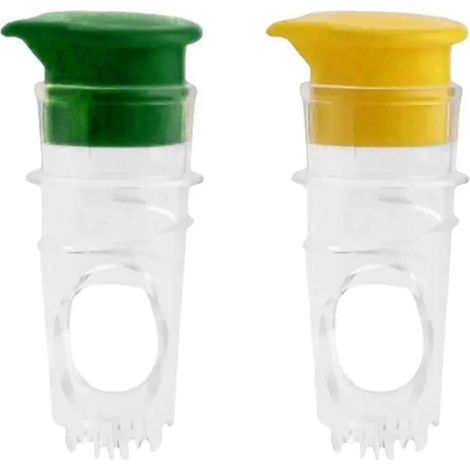 Presse-agrumes manuels en plastique pour citrons, jaune + vert - lot de 2, outil pour verser le jus des fruits (1/5)