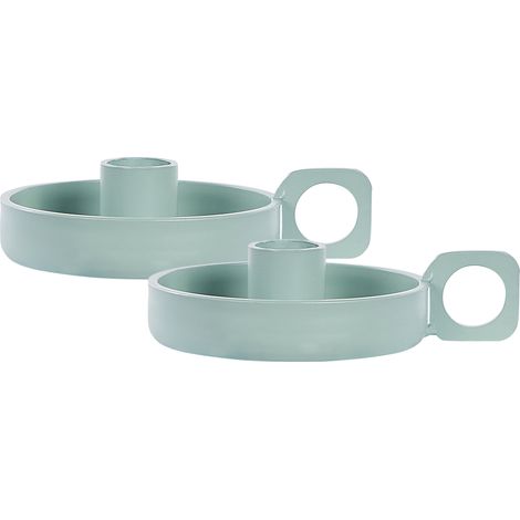 Conjunto de 2 candeleros de metal verde menta 9 cm portavelas tradicional Chorio