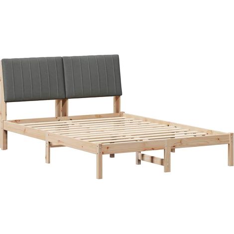 Bed Frame with Headboard Dark Grey 140 x 190 cm Solid Pine Wood vidaXL