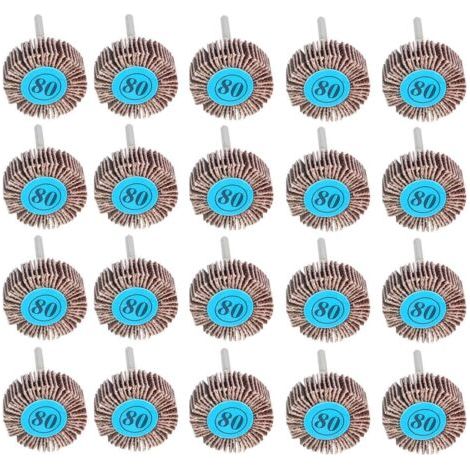 BUNTHAUS 20 Pièces Roue à Lamelles, 80 Grains Papier Abrasif Roue de Polissage Roue à Lamelles Dremel 10mm pour Outil Rotatif (1/5)