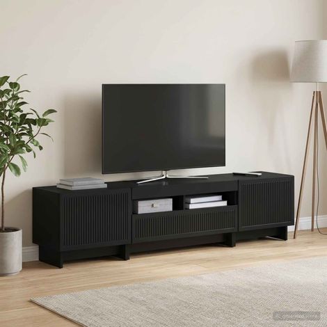Meuble TV LED 5 pièces Noir Bois d'ingénierie (1/4)