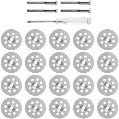 Lot De 20 Disques à Tronçonner Diamantés (22 Mm) – Mini Disques Diamantés Pour Dremel Accessoires Avec 4 Mandrins De 3 Mm, Idéal Pour Pierre, Verre, Carrelage & Traitement Du Bois