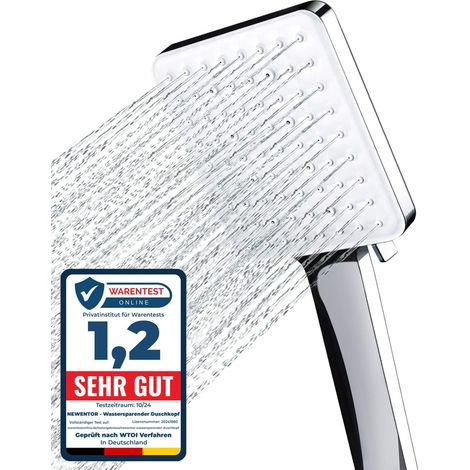 Pommeau de douche effet pluie, douchette à main, grand format (XXL), économie d'eau, haute pression, 6 jets, sans flexible. (1/5)
