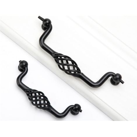 2 pièces, poignées de meuble noires style vintage, écart 128 mm.Poignées métalliques adaptées pour tiroir, placard, cuisine et salle de bain. (1/5)