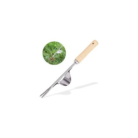 Désherbeur manuel en acier inoxydable avec poignée en bois, pour jardin, pelouse, terres agricoles – (1/5)