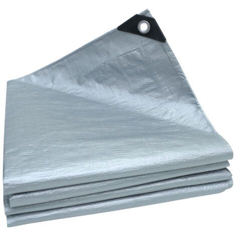 Bâche de Protection Bâche Imperméable étanche 4x4m Gris 160g/m² Polyéthylène Bâches UV Résistant avec œillets (1/3)