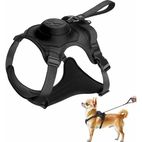 Harnais et laisse 2 en 1 pour chien – longe rétractable avec blocage automatique, harnais ajustable et respirant pour animal, promenade extérieure taille L (1/5)