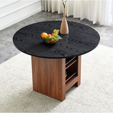 Table manger ronde 100 cm avec rangement MDF OKMYHOME (1/5)