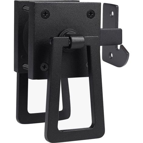 Loquet double face - Karteo - Robuste - Aluminium noir mat, verrouillage auto, pour portail 3,25-9,45cm (1/3)