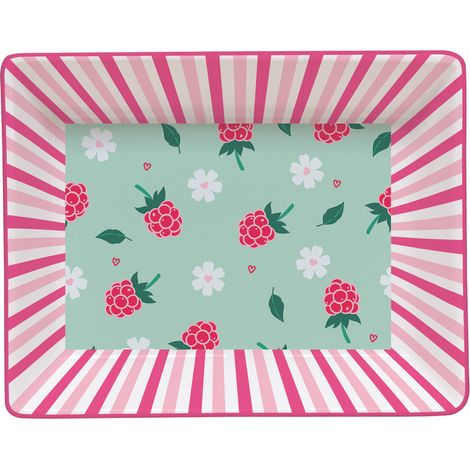 BANDEJA PORCELANA FRAMBUESAS 14X11 CM + CAJA REGALO