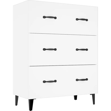Buffet Commode Armoire Luxueux, pour Salon Chambre Entrée Cuisine, Blanc 69,5x34x90 cm Bois d'ingénierie OIB1169E (1/4)
