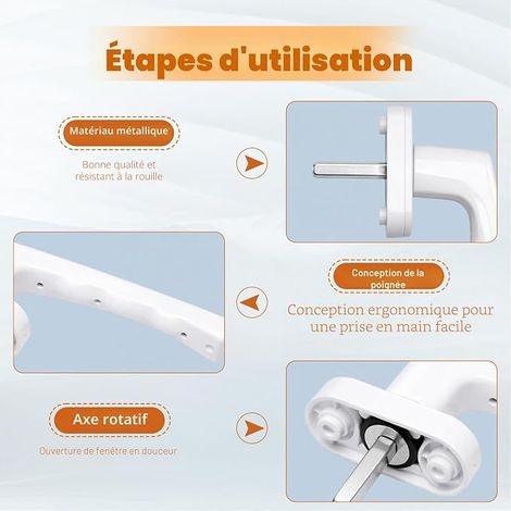 PVC Window Handles, Plastic Window Handles for Windows, Use as Interior Door Handle and Exterior Door Handle (1/4)