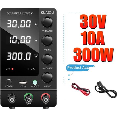 Fuente de alimentación de CC, salida ajustable, alta precisión, A-SPS-C3010 negra (1/2)