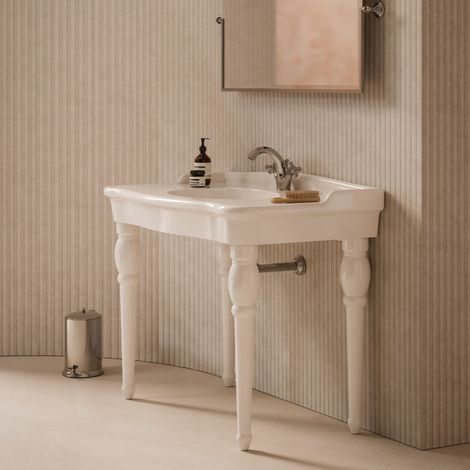Vasque Boheme 112 Blanc brillant - bonde - siphon noir - (1/4)