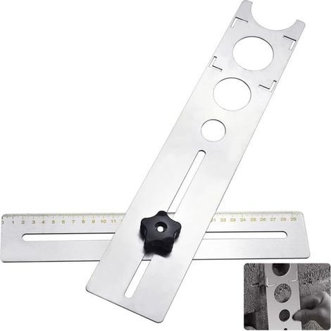 Localisateur de Trou de Carrelage en Aciers Inoxydables Localisateur de Trou en Céramique Localisateur de Tuile Réglable Outil de Mesure pour Couper Carrelage Marbre Bois Carreaux Céramique (1/5)