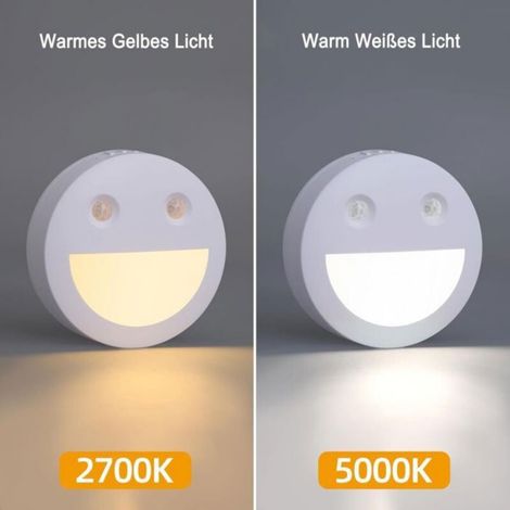 Veilleuse LED détecteur mouvement, lot 2 pour escaliers, 2700K/5000K, anti-éblouissement, fonctionne sur piles (1/4)