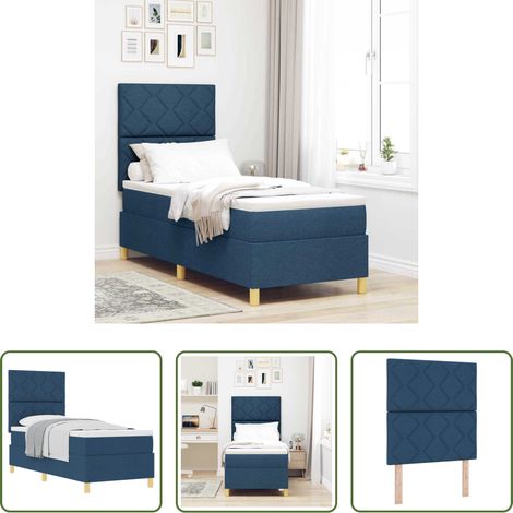 Lit moderne - Lit à ressorts avec matelas Bleu 80 x 200 cm tissu (1/5)