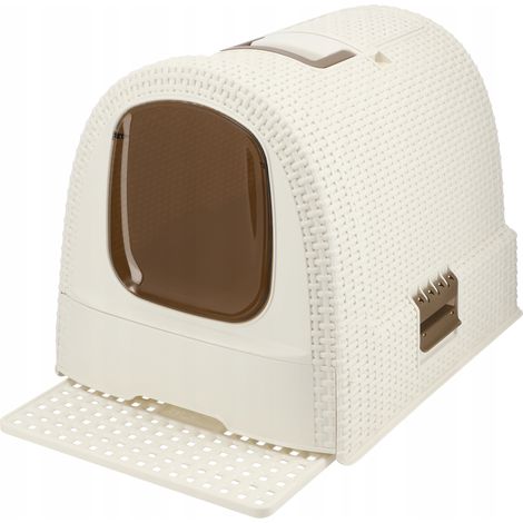 Curver Pet Life Katzentoilette mit Deckel, 51.5x38.5x40 cm, Creme