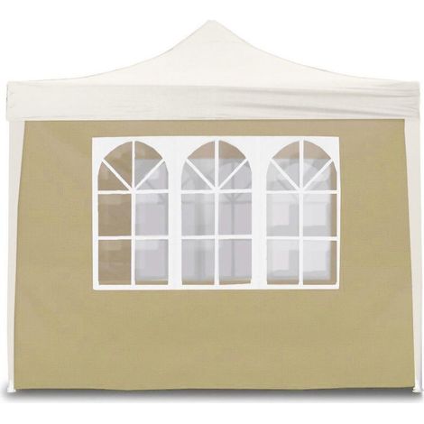 Telo di Ricambio Laterale per Gazebo Pieghevole 3x2m con Finestre Beige
