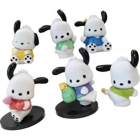 Set mit 6 Mini-Hundefiguren, dekoratives Spielzeug, inspiriert von Manga und Manga-Comics. (1/5)