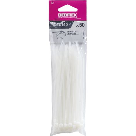 DEBFLEX - COLLIER AUTOBLOCANT 3.6X140 MM INCOLORE SACHET DE 50 - 709053 (1/3)