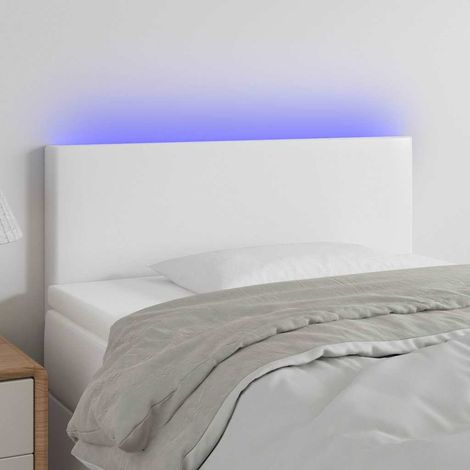 vidaXL Cabecero con LED cuero sintético blanco 90x5x78/88 cm (1/5)