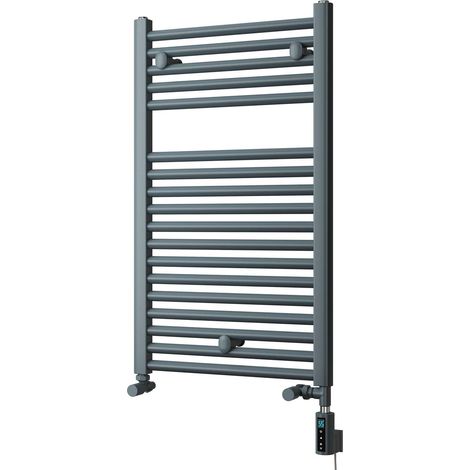 Roma - Anthracite Dual Fuel Towel Rail H842mm x W500mm Thermostatic WIFI - Straight (1/3)