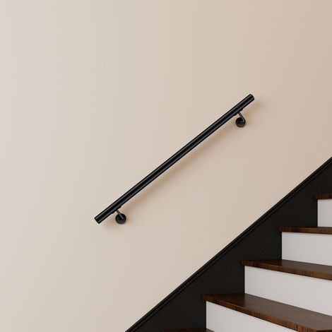 Main courante inox 304 pour intérieur et extérieur -couleur noir- en 120cm- Fixation murale incluse