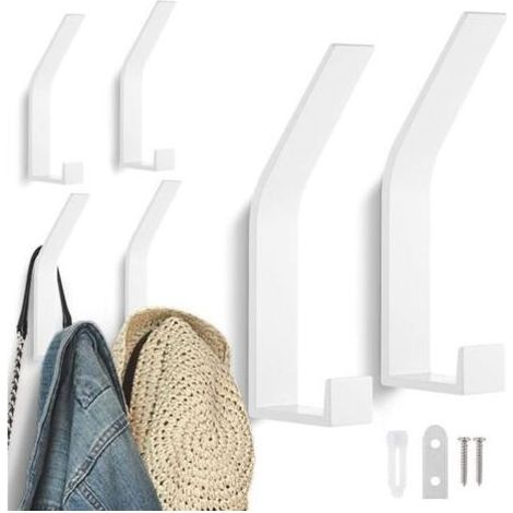 moderne weiße Wandhaken für Jacken, Mäntel, Schals und Handtaschen (1/4)