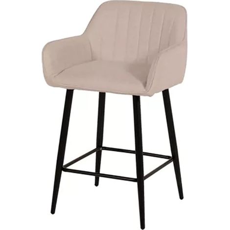 Tabouret de bar avec accoudoirs tissu beige (1/5)