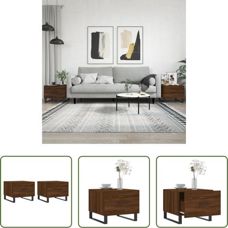 Holzwerkstoff -  Couchtische 2 Stk. Braun Eichen-Optik 50x50x40 cm Holzwerkstoff (1/5)