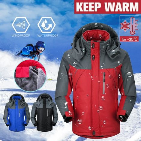 Homme Femme Veste de Survêtement Chaud Imperméable Hiver Manteau Neige Randonnée Ski Sport Pull Capuche 4 Tailles (1/4)