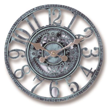 Horloge Murale d'extérieur, 30cm étanche Horloge de Jardin, horloges de décor rétro pour la Maison la Cuisine Le salon - non silencieuses (Turquoise)