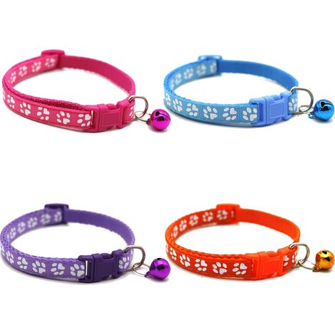 4pcs Collier Chat Anti Étranglement, Collier Chaton Collier pour Chat Réglable Réfléchissant Anti Etranglement et Boucle avec Clochette de Sécurité (1/5)
