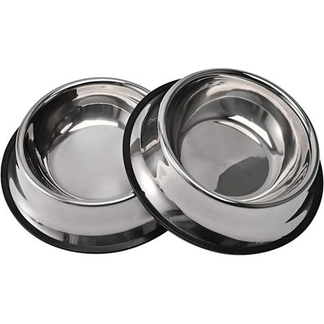 Filiyano-Lot de 2 gamelles pour chien en acier inoxydable avec base en caoutchouc antidérapante - Gamelle idéale pour la nourriture, les distributeurs (1/5)